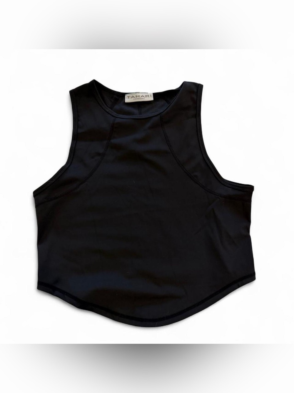 Tahari black sleeveless athletic crop tank